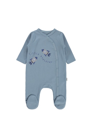 Civil Baby Roketler Baskılı 1-9 Ay Tulum - Mavi Buz Mavi
