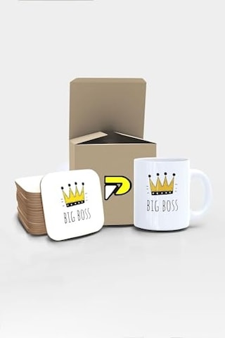 Big Boss Patron Yazılı Tipografik Tasarımlı Baskılı Kupa Bardak Seti, Eğlenceli Özel Hediye Mug Çok Renkli