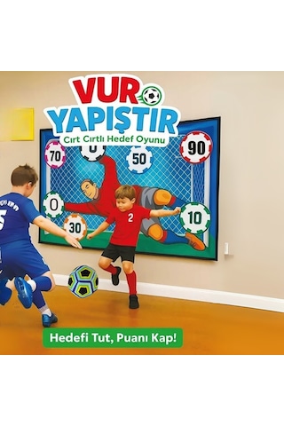 Vur Yapıştır Çocuk Futbol Hedef Oyunu Cırt Cırtlı Kaleci Puanlı Skor Panosu Ve Top Seti Ev İçi