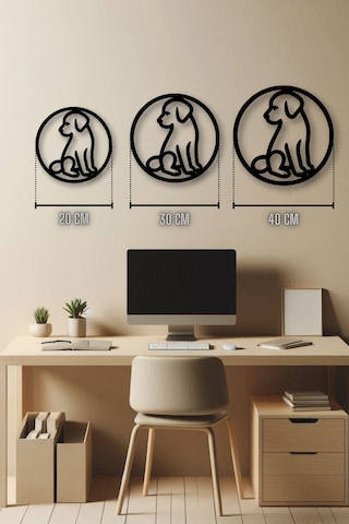 Ahşap Tablo Dekoratif Duvar Süsü Ev Ve Ofis İçin Yavru Köpek Temalı