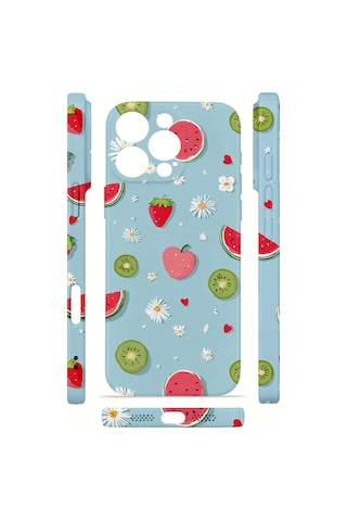 Apple iPhone Uyumlu 16 Pro Vorian İnce Kamera Korumalı Mika Kılıf Fruit Confetti Sky Fruit Confetti Sky Mika