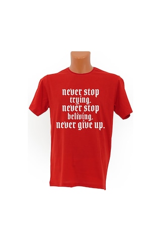 Never Give Up Baskılı Tişört Beyaz Never Give Up Baskılı Tişört Beyaz