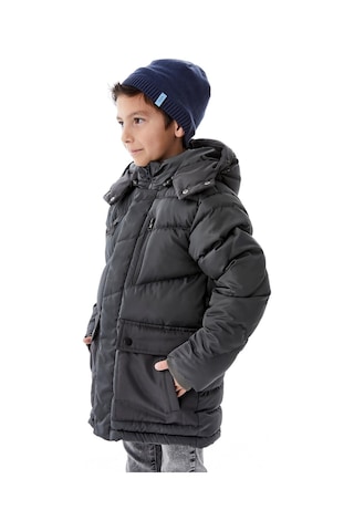 Benitto Kids Erkek Çocuk Kapüşonlu Kalın Kışlık Mont 51335 Gri