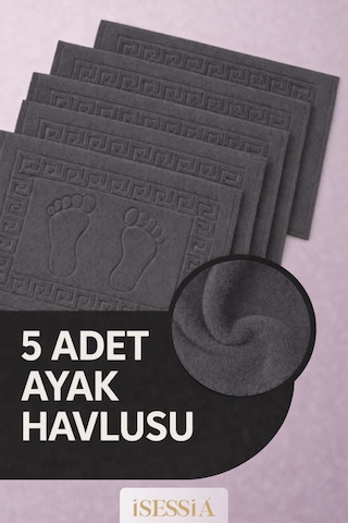 Serra 5 Adet %100 Pamuk En Iyi Emici Ayak Havlusu Konforlu Banyo Paspası 50x70cm Antrasit