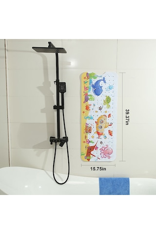 Leezsing Çocuklar İçin Pvc Deniz Altı Desenli Büyük Boy Banyo Matı, Kaymaz Ve Drenaj Delikli Çok Renkli