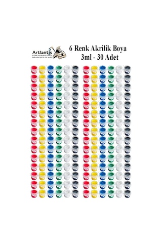 Akrilik Boya 3 Ml 6 Renk 30 Paket Mini Küçük Akrilik Boya Taş Ahşap Seramik Tuval Alçı Tuval Etkinlik Boyama Sanatsal