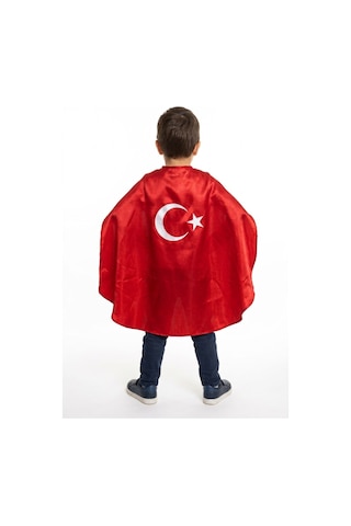 Çlm Store Türk Bayraklı Ayyıldızlı Pelerin Kırmızı Kırmızı