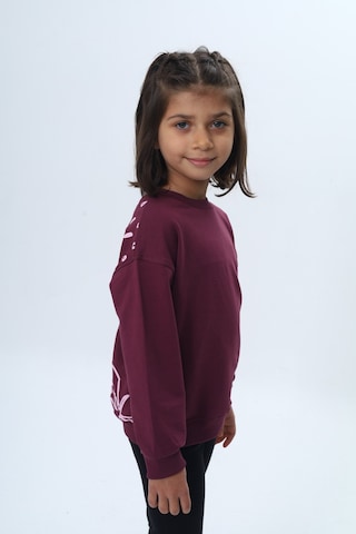 Kız Çocuk Relax Fit Bisiklet Yaka Düşük Omuz Baskılı Sweatshirt Mor