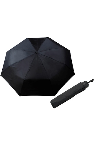 Rüzgara Ve Yağmura Dayanıklı Tam Otomatik Siyah Renk Şemsiye 8 Telli Siyah