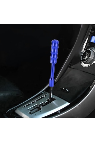 Sones Universal Araç Bükülmüş Desenli Dişli Kafası Vites Topuzu Mavi