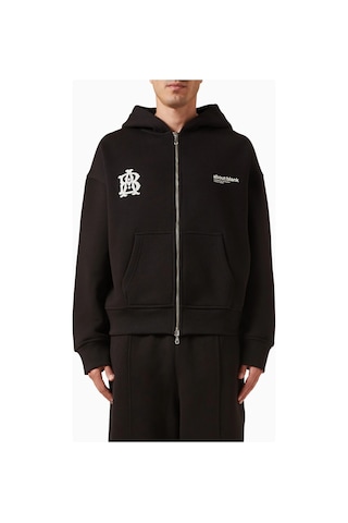About Blank Dual Logo Zip Hoodie Heavyweight Erkek Sweatshirt Siyah