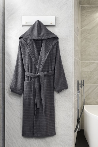 Formeya Pamuklu Kapüşonlu Bornoz Unisex Bornoz Antrasit