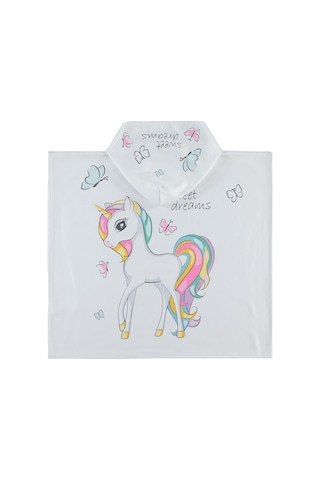 Civil Girls Unicorn Baskılı Pelerin 6-9 Yaş - Beyaz