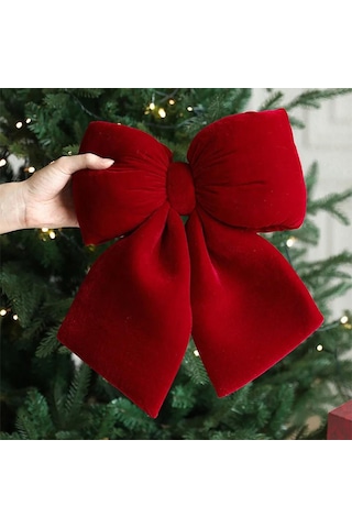 Folinda Noel Dekorasyonu: Bordo Kadife Bowknot, Ağaç Ve Duvar Süsü, 3 Boyut Seçeneği - 1 Adet