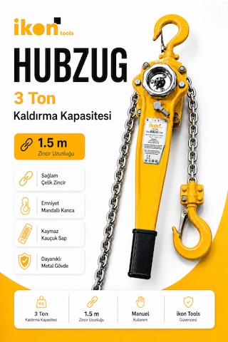 3 Ton 1.5 M Hubzug Zincirli Çektirme Manuel Kaldırma Caraskal Mandallı Kanca
