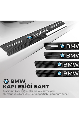 Bmwlogolu Karbon Kapı Eşiği Koruyucu Bant Folyo 4'lü Set