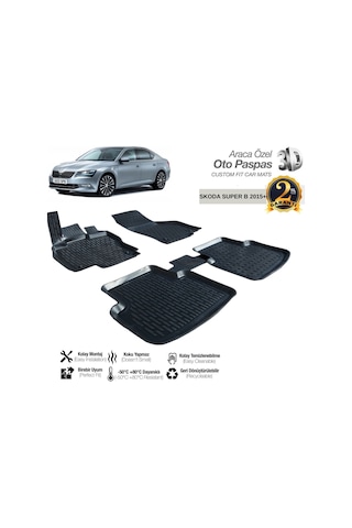 3d Paspas Siyah Skoda Super B 2015+