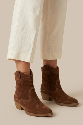 Sovenso Arizona Hakiki Deri Desert Süet Taba Western Kovboy Çizmesi