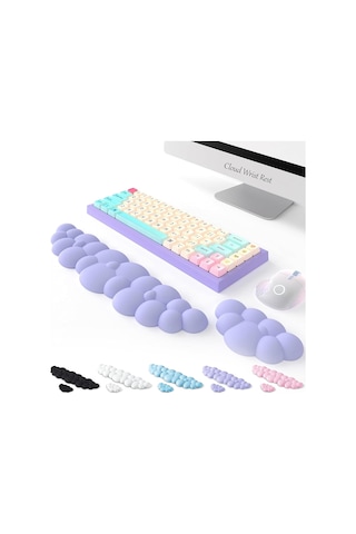 Skycity Mor Ergonomik Klavye Ve Fare Wrist Pad Seti - Yüksek Yoğunluklu Viscoelastik Köpük İle Diz Ve Bilek Ağrısı Giderici - Ofis, Oyun, Bilgisayar Uyumlu Uzun + Kısa