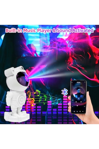 Beemen Astronot Galaksi Projektör Uzaktan Kumandalı Bluetooth Hoparlör