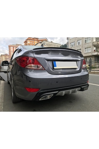 Hyundai Accent Blue Uyumlu Body Kit Difüzör 2 Çıkış Gri Kare