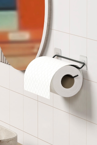 Zabata Yapışkanlı Kağıt Havluluk Siyah Kağıt Havlu Askısı Tutacağı Metal Banyo Mutfak Havluluğu Minimal Siyah