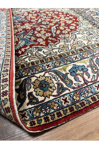 Burak Halı El Dokuma Saf İpek Seccade 75 x 110 CM Ağaçlı Kuşlu Model %100 İpek Halı