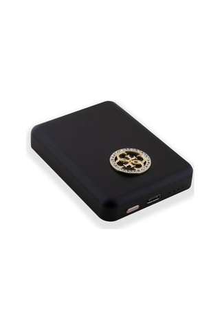 Guess Lisanslı Magsafe Şarj Özellikli Taşlı 4g Logolu Powerbank 3000mah 5w Siyah