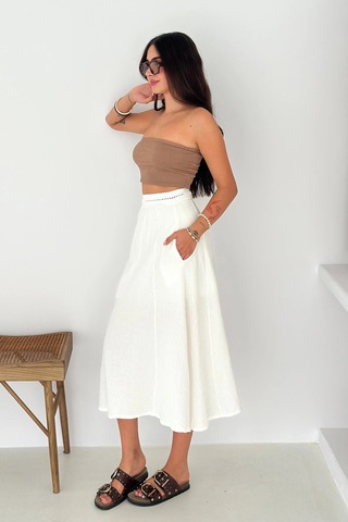 Beli Garnili Etek Beyaz Beyaz