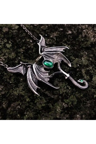 DÜKKAN DESİGN Dükkan Design Mitolojik Snake Head Dragon Kolye Gri - Siyah