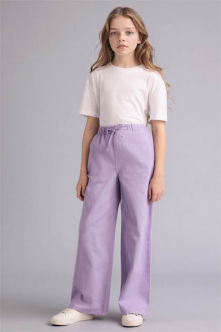 Defacto Wıde Leg Düz Paça Gabardin Pantolon Kız Çocuk G0607a826smpr143 Mor-pr143