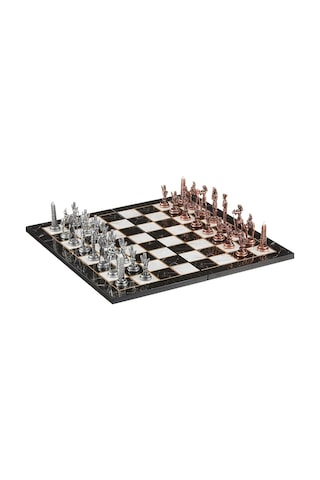Metal Mısır Satranç Takımı Antik Ve Katlanır Mermer Desenli Mdf A