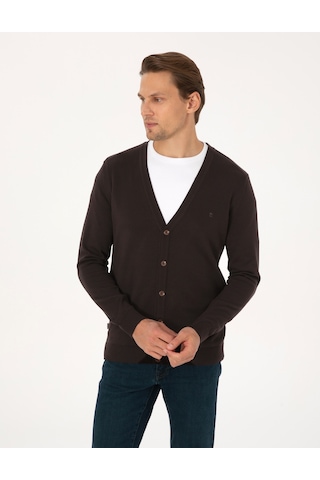 Pierre Cardin Erkek Koyu Kahverengi Hırka Triko 50317330-vr084 Koyu Kahverengi
