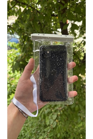 Yüksek Kaliteli Tüm Telefonlara Uyumlu Yağmur Su Geçirmez Waterproof Deniz Havuz Altı Telefon Kılıfı Beyaz
