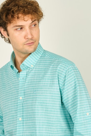 Figs Erkek Slim Fit Çizgili Uzun Kollu %100 Pamuk Gömlek 0015 Mint Mint