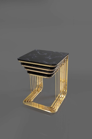 Tekerlekli Veys Sehpa Gold 4 Lü Zigon Sehpa - Orta Sehpa - Yan Se (550698852)