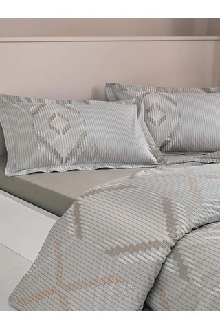 Özdilek Linea Etnica Çift Kişilik Nevresim Takımı %100 Pamuk Gri