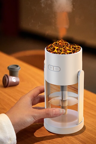 Volkanik Ultrasonik Hava Nemlendirici Led Işıklı Buhar Makinası Araç - Ev Aroma Difüzörü 280ml