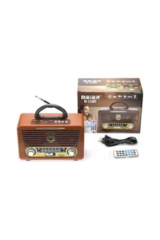 M-115bt Nostaljik Radyo Sd Usb Aux Mp3 Çalar Bluetooth Hoparlör Ahşap Retro Radyo