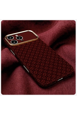Apple iPhone Uyumlu 16 Pro Kılıf Magsafe Şarj Özellikli Premium Retro Çiçek Desenli Kamera Ve Lens Korumali Velix Sert Pc Kapak Bordo