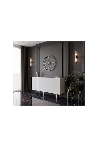 Enwood Capella Beyaz Mdf 4 Kapaklı Raflı 140 Lık Konsol Beyaz 140 X 80 Diğer