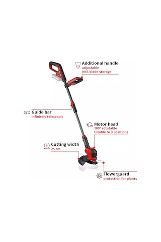 Einhell Akülü Kenar Kesme Makinesi GE-CT 18/25 Li-Solo 3411255, PXC, 25 cm kesme genişliği, 20 plastik bıçak, akü hariç