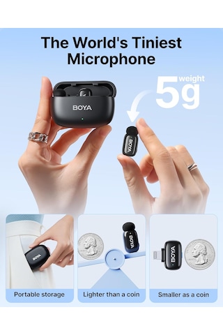 Boya Mini-15 2tx+1rx+cc İphone-ipad İçin Gürültü Engelleyicili Kablosuz Yaka Mikrofonu Lightning Device