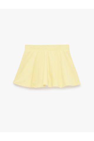 Koton Yüksek Bel Slim Fit Mini Spor Şort Etek Sarı 6sak40398nk