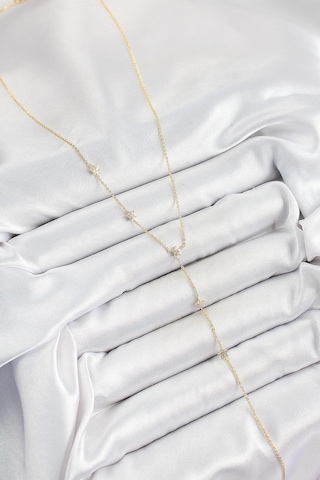 Pirinç Zirkon Taşlı Sıralı Yıldız Figürlü Y Model Gold Renk Kadın Kolye Çok Renkli