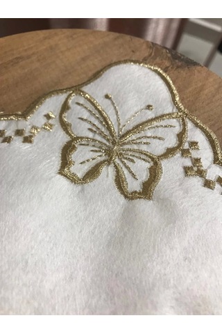 Nivemeshome Kelebek Gold Kare 6 Adet Keten Kokteyl Peçetesi Kahve Yanı Sunumluk Gold