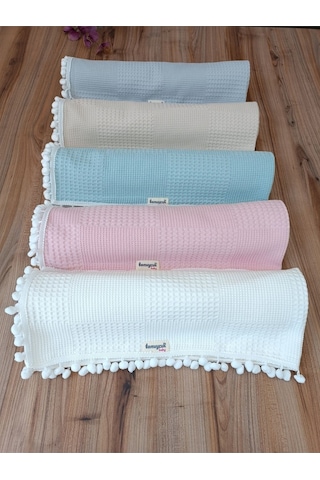 S.kahve Kız Erkek Bebek Battaniyesi Pike %100 Pamuklu Doğal Organik Uyku Çift Taraflı Örtü 86x86cm Btn10248 Sütlü Kahve