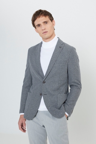 Erkek Sıyah Grı Slim Fit Dar Kesim Mono Yaka Armürlü Torba Cepli Ceket Sıyah Grı