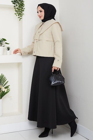 Pelerin Görünüm Astarlı Trenç 1625 - Bej Bej