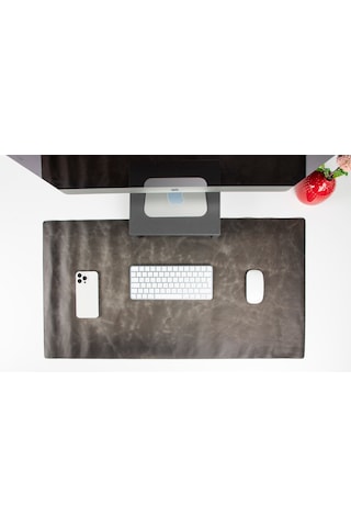 Atelier 91 Ash Gray Leather Desk Mat - Large Large Size